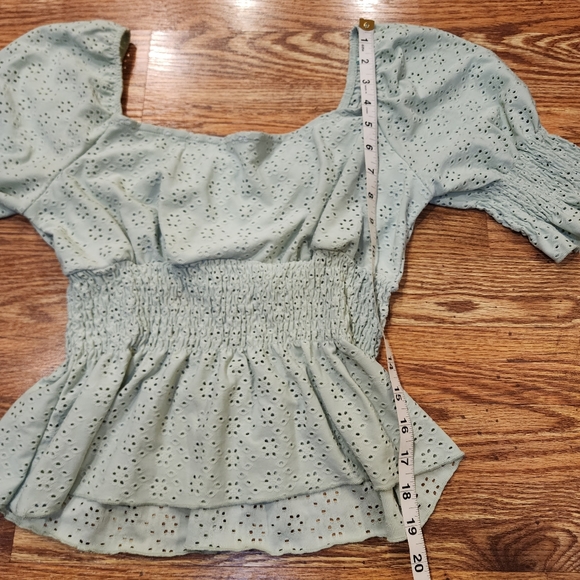 Urban Romantics Lacy Boho Peplum Babydoll Summer Top Womens Size S - Picture 8 of 10